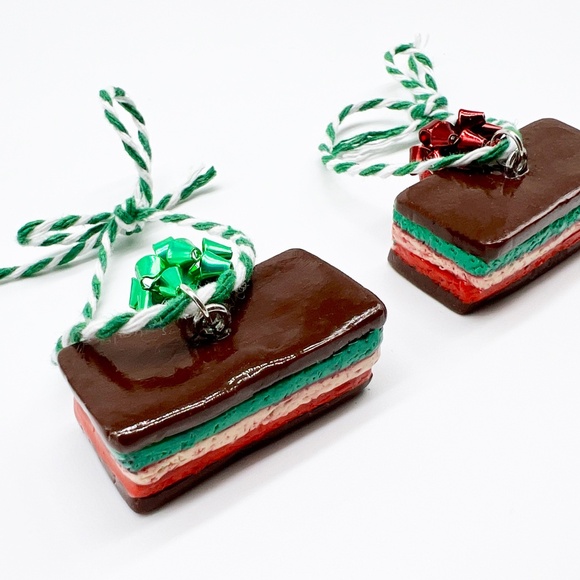 Italian Rainbow Cookie Ornament – Handmade Clay Christmas Tree Decoration - Picture 5 of 11